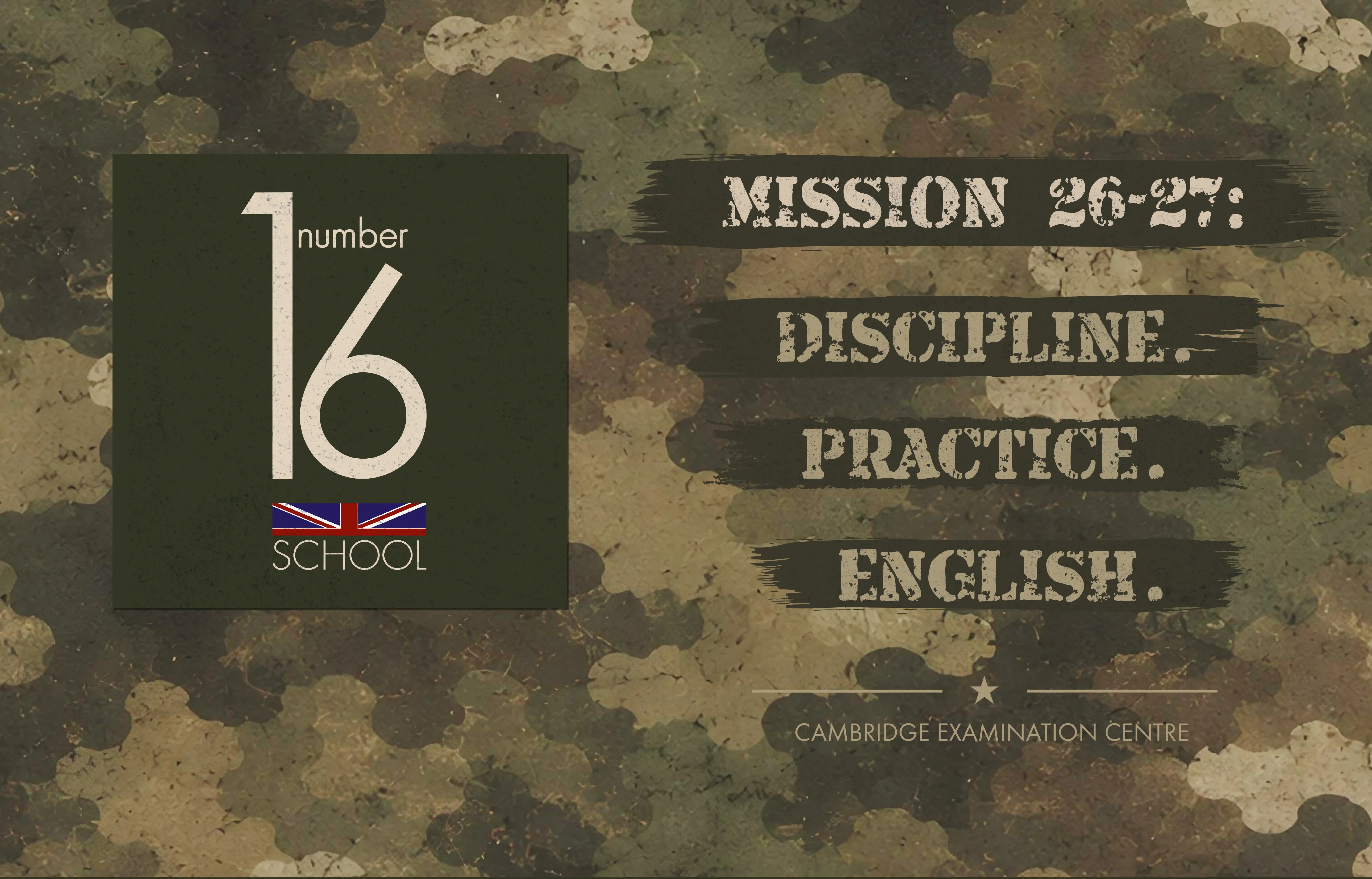 Curso de inglés para adultos 2026-2027 en Number 16 School: Mission 26-27, Discipline, Practice, English