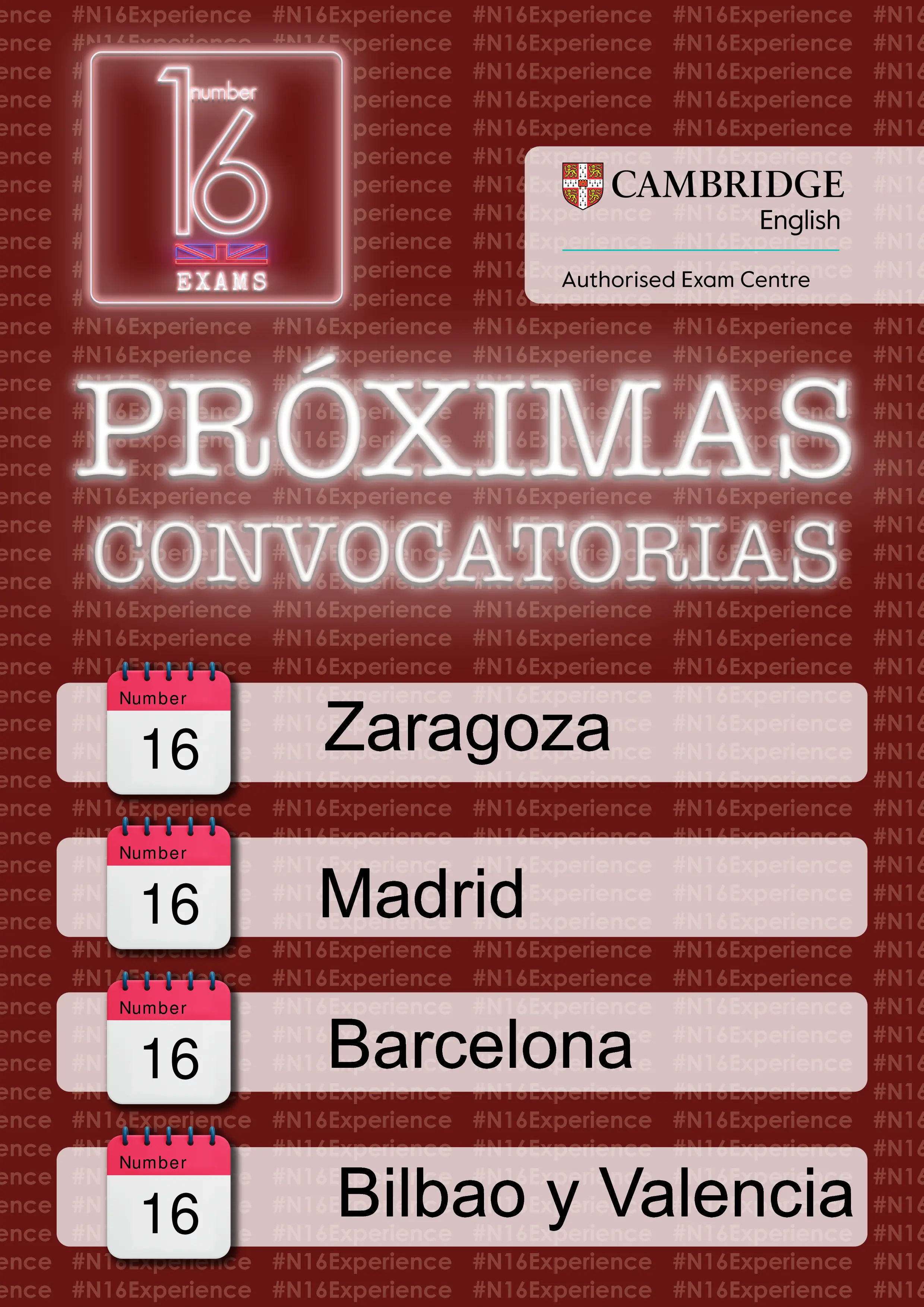Candidatos realizando un examen oficial de Cambridge English en Number 16 School